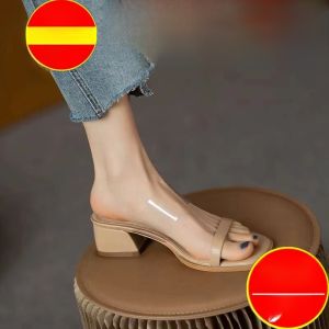 รองเท้าแตะส้นกลางหนังแท้สวมใส่สบายสไตล์ใหม่ฤดูร้อน รองเท้าแตะส้นแบนสำหรับผู้หญิง สวมใส่สบาย รองเท้าแตะแบบสวมส้นแบน