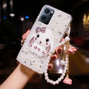 Oppo Reno15 pro Crystal Phone Case Womens Full Cover Diamond Encrusted Protective Shell Cute Pearl Rabbit Design Kt Cat Chain