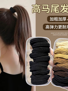 ยางรัดผมทรงหางม้าสีดำสำหรับผู้หญิง ยางยืดทนทาน ยางรัดผมสำหรับผู้ใหญ่ สไตล์เกาหลี แฟชั่น ใช้ได้ตลอดทั้งปี