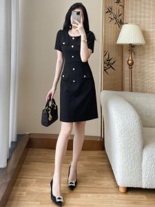 SUYE | Elegant Slim Fitting Black Office Dress Women