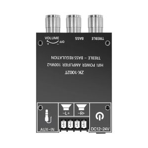 ZK-1002T เครื่องขยายเสียงที่รองรับบลูทูธ HIFI 2.0 แชนเนล ชุดโมดูลเสียง 100Wx2 บอร์ดแอมพลิฟายเออร์ซับวูฟเฟอร์แบบปรับได้