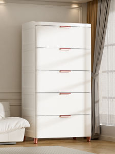 Thickened Drawer Storage Cabinet Plastic Imitation Leather Pattern Living Room Snack Cabinet For Home Gap Locker Multi-Layer Bedside Table