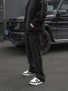 Comfortable Soft Corduroy Casual Pants High Elastic Loose Fit Simple Style Four Season High Street Trend Versatile Long Trousers