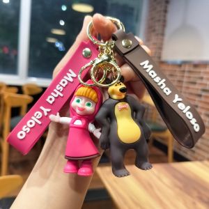 Little Red Riding Hood & Big Bad Wolf Keychain Cute Cartoon Keyring Charm for Bags Backpack Kids Gifts Durable Pendent