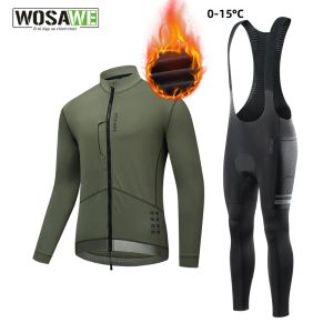 Bộ Đồ Đạp Xe Mùa Đông WOSAWE Dành Cho Nam Chất Liệu Lông Cừu Áo Dài Tay Ấm Áp Có Đệm Mút Áo Khoác Và Quần Có Khóa Kéo Toàn Thân.