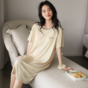 MiiOW | ชุดนอนผู้หญิงแขนสั้นมีแผ่นเสริมหน้าอก ชุดนอนลำลอง แขนสั้น ชุดนอนกลางคืน ฤดูร้อน 2025 ชุดนอนผู้หญิงแบบลำลอง