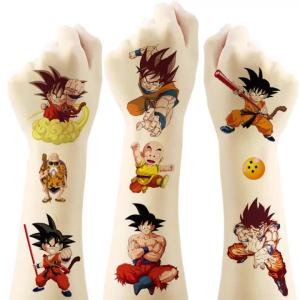 Bandai | 1/4pcs Anime Goku Dragon Ball Tattoo Stickers Party Favors Cartoon Temporary Tattoos Art Tattoos Birthday Gift Party Supplies
