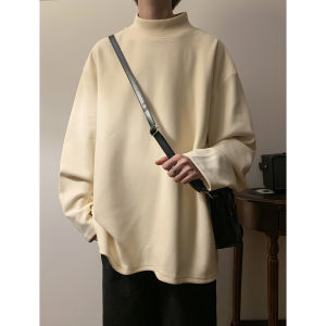 Black Half-High Collar Long Sleeve Mens Base Shirt Autumn Winter Thermal Inner Wear T-Shirt Korean Style Warmth for Sweatshirt