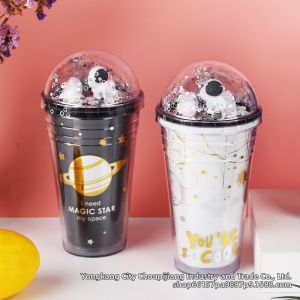 Aesthetic Creative Astronaut Double-layered Straw Cup