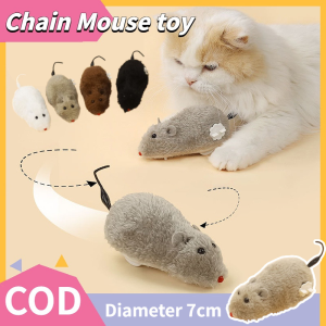 Teasing Cat Toys Clockwork Little Mouse Squeaky Rat Toys Plush Chain Simulation Little Mouse Jumping