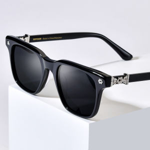 HEPIDEM Acetate Polarized Sunglasses for Men Famous Brand Designer Thick Big Size Square Chrome Sun Glasses Women CH 9395T