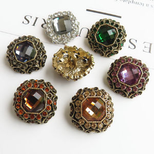 Metal High-End Buttons Color Crystal Rhinestone Buckle Square Decorative Fur Coat and Trench Coat Cheongsam Coat Retro Buttons