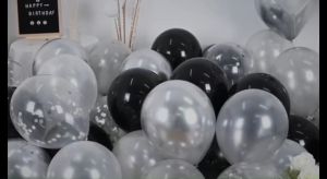 Metallic Confetti Balloon Set 50pcs 12 Inches Silver Chrome Latex Helium Balloons Party Decorations For Birthday Baby Shower Wedding Anniversary Graduation Party Supplies