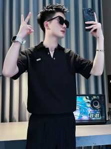 Áo Thun Nam Tay Ngắn Mùa Hè Ice Silk V-neck Thời Trang Thường Ngày Dáng Rộng Cổ Polo Trẻ Trung Mùa Hè 2025