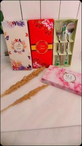isi 20 pcs - souvenir pernikahan sendok garpu sumpit Stainlis(SGS) sakura kemasan full box