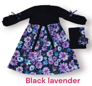 GAMIS ANAK MONALISA BUNGA Usia 1-8 tahun set hijab kerudung.