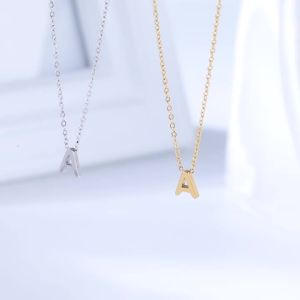 Initial Name Necklace for Women Kids Alphabet Pendant A-Z Letter Choker Minimalist Stainless Steel Jewelry for Friend Gift