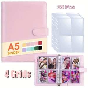 25pcs Page(4 Grids) Photo Card A5-Binder Kpop Photo Albums Idol Cards Loose-leaf Collect Book Binder Binder Photocard Holder