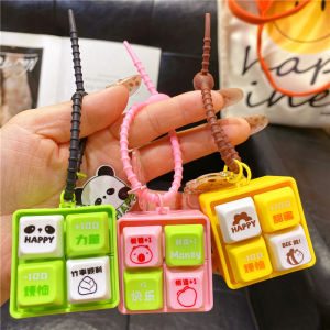 Cute Panda Bee Stress Relief Flashing Light Keychain Pendant Creative Gift Animal Themed Wood Fish Keychain Ornament