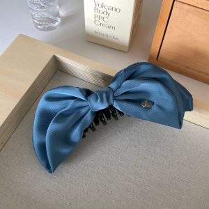 French Vintage Satin Butterfly Knot Banana Clip Women High End Hair Styling Vertical Clip High Ponytail Hair Clip Hair Accessory