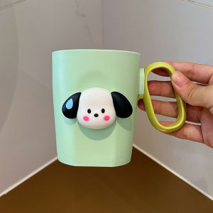 Large Capacity Dog Shaped Toothbrush Cup Cartoon Couple Design Home Use Anti Drop Washing Mouth Cup Pet Supplies Dental Care