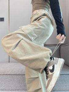 American Retro Work Pants Womens High Waist Slim Loose Straight Leg Sports Pants Spring Autumn New Style Wide Leg Casual Pants