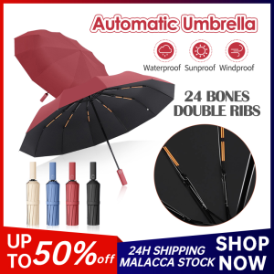 24 Bone Umbrella Automatic Reinforced Strong And Durable Wind-Resistant Umbrella Rainproof UV Protection Sunblock Umbrella Auto Payung Lipat