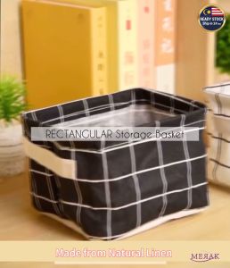 Rectangular Fabric Cotton Storage Basket Foldable Waterproof Bath Sundry Container Box Organizer Kotak Bakul Segi 4