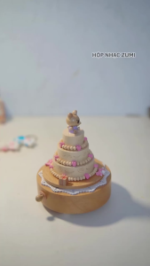 Hộp nhạc bằng gỗ sáng tạo hộp nhạc handmade caro đồ chơi đồ trang trí trẻ em quà tặng sinh nhật