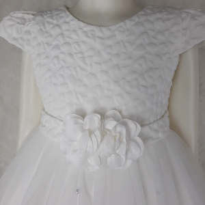 Big Joy Girls First Communion Dress Wanita with Applique Flower White For Ages 3 to 9 Yrs Old 564289