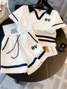 Salt Series Street Style Sportswear Womens Summer 2026 Fashion Set Short Shorts Casual Two-Piece Suit V-Neck Loose Fit Polyester