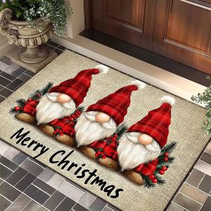 VIKAMA Christmas Cartoon Doormat Non-slip Stain-resistant Entrance Hallway Mat Bathroom Rug Atmospheric Home Decor
