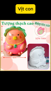 Tượng thạch cao Vịt con mini đội mũ M56 (Không kèm màu) Bé Tô Màu Tô Tượng