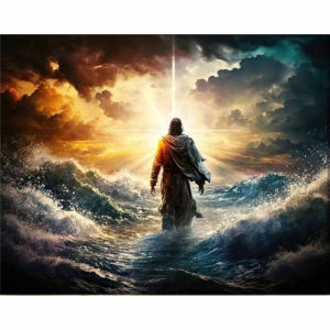 Acrylic Paint By Numbers FJesus And The Sea Painting By Numbers on Canvas Coloring By Number for Adults Paint Digital Art
