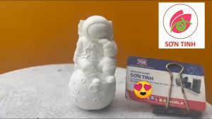 Tượng tô màu Phi hành gia mặt trăng cao 10cm tượng thạch cao (Không kèm màu) tô tượng đồ chơi cho trẻ