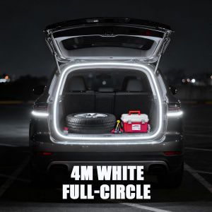 Car Trunk LED Light Strip 2M 4M Cuttable Flexible Trunk Decorative Atmosphere Lamp with Cigarette Lighter Plug Manual Switch