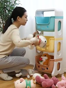 RAK Susun Serbaguna Tempat Anak Lemari Buku Plastik Rak Portable Roda Rak Mainan Storage