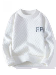 ROMON | เสื้อสเวตเตอร์ถักชาย คอกลม แขนยาว ทรงหลวม แฟชั่นฤดูใบไม้ร่วง 2023 สำหรับผู้ชาย ผ้ากำมะหยี่ PU นุ่ม สวมใส่สบาย