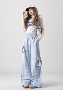 Nurture One | Cute Bow Print Loose Wide Leg Pants for Women