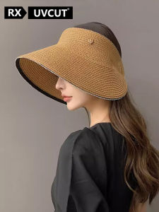 RX UVCUT หมวกฟางญี่ปุ่นสําหรับผู้หญิงป้องกันแสงแดดปีกขนาดใหญ่แบบพับได้เหมาะสําหรับการเดินทางพักผ่อนชายหาดตกปลา
