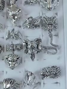 10/20/Pcs/Lot Fashion Punk Animal Alloy Rings Men Women Cool Cheetah Tiger Mixed Style Daily Party Gifts Jewelry Random