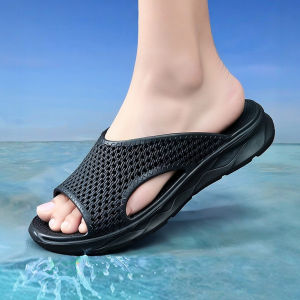New 2025 Womens Latex Slippers Outdoor Wear-Resistant Sandals Thick Bottom No Smell Travel Casual Beach Shoes Hollow out Leisure Clogs