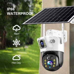 V380 Pro Solar Dual Lens CCTV Camera Smart HD 1080P IP66 waterproof outdoor Dual Screens remote surveillance with sim card 4G or WIFI 20000mAh Low Power Consumption with Solar Panel two-way audio Motion Detection Intelligent Alarm Full Color night vision