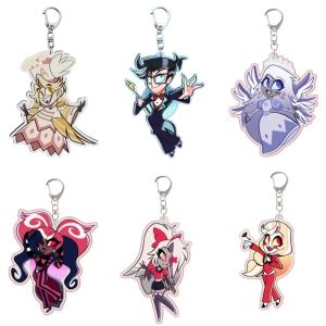 Bandai | 5CM Acrylic Keychain Hazbin Vox Charlie Morningstar Vincent Velvet Emily Abel Anime Peripheral Backpack Decoration Pendant Gift