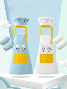 Childrens Chef Outfit Three-Piece Set Waterproof Dirty Proof Kitchen Baking Apron Toddler Nursery Painting Coverall Polyester Fiber