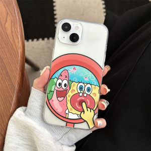 Cartoon SpongeBob SquarePants Bubble Phone Case Silicone Soft Full Cover Protective Shell for  15Pro Max 14Plus 13 12 XR