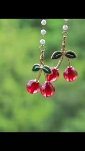 Hot 1Pcs Car Rearview Cherry Mirror Pendant Cute Auto Interior Decor Gifts For Women