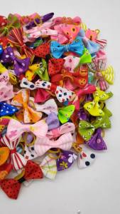 10pcs Creativity Pet Hair Accessories Bow Polyester Cute Puppy Bow with Rubber Band Suitable for Dogs Cat Grooming Accessories
