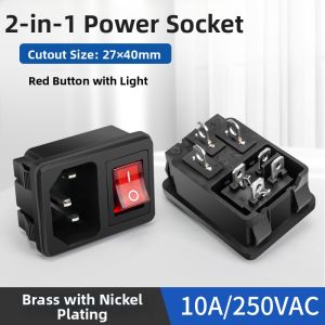 kuicc | Red and Green Indicator Embedded Combination AC Power Socket Three Prong Male Plug