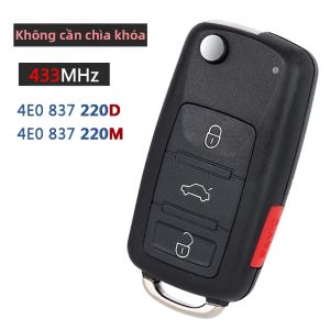 Chìa Khóa Điều Khiển Từ Xa Thay Thế KEYECU 315MHz ID46 Cho Audi A8 S8 2003-2009 P/N 4E0 837 220 B/J/L - Chức Năng Không Dây Chất Liệu ABS